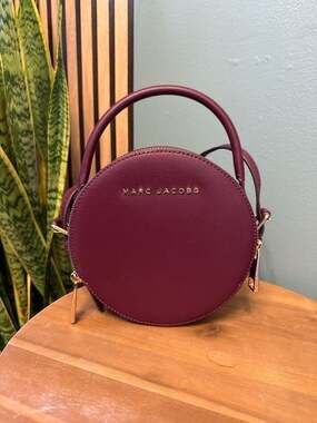 Marc Jacobs Deep Burgundy Round Leather Crossbody Bag